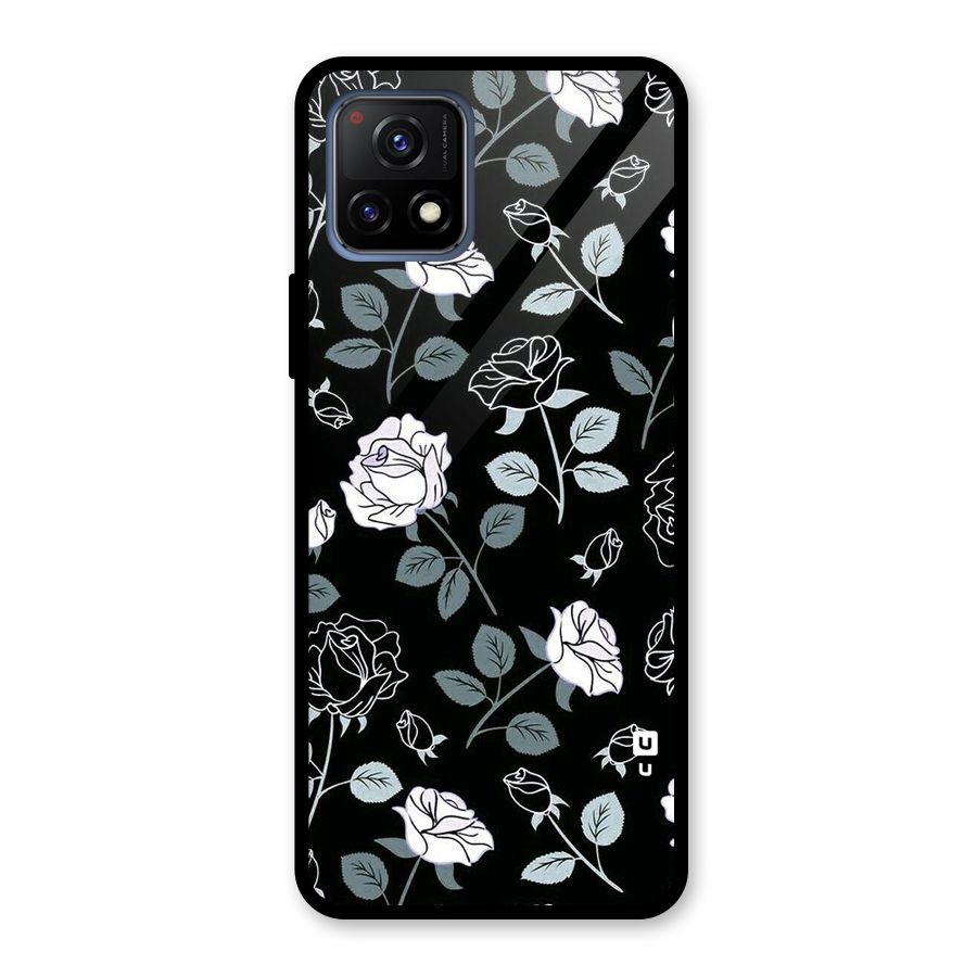 Black Artsy Bloom Glass Back Case for Vivo Y72 5G