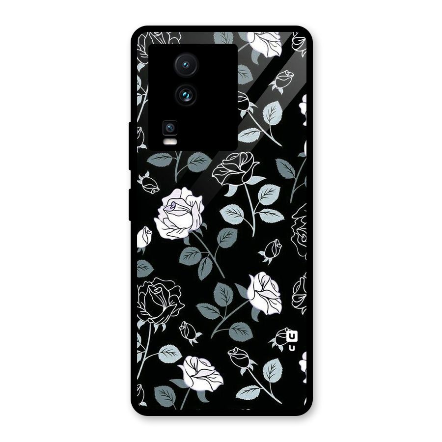 Black Artsy Bloom Glass Back Case for Vivo iQOO Neo 7 Pro
