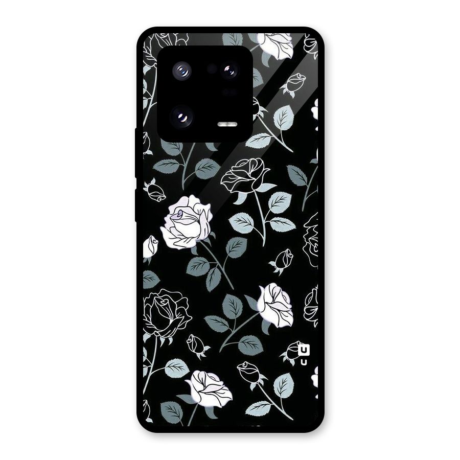 Black Artsy Bloom Glass Back Case for Xiaomi 13 Pro