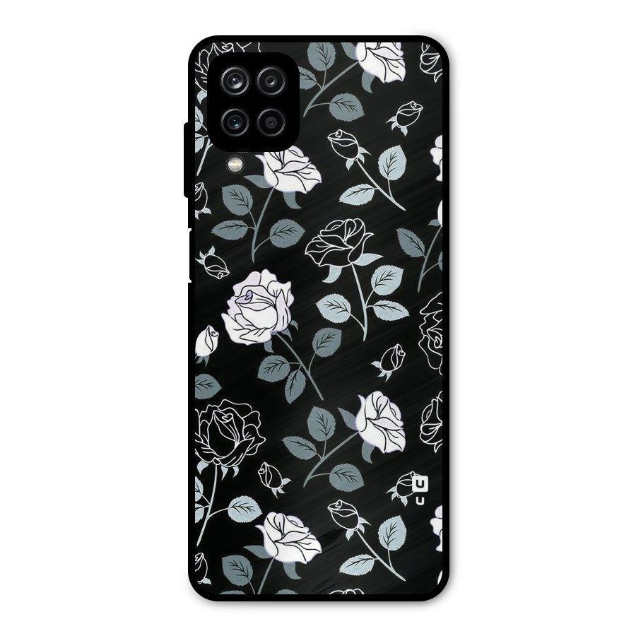 Black Artsy Bloom Metal Back Case for Galaxy A12