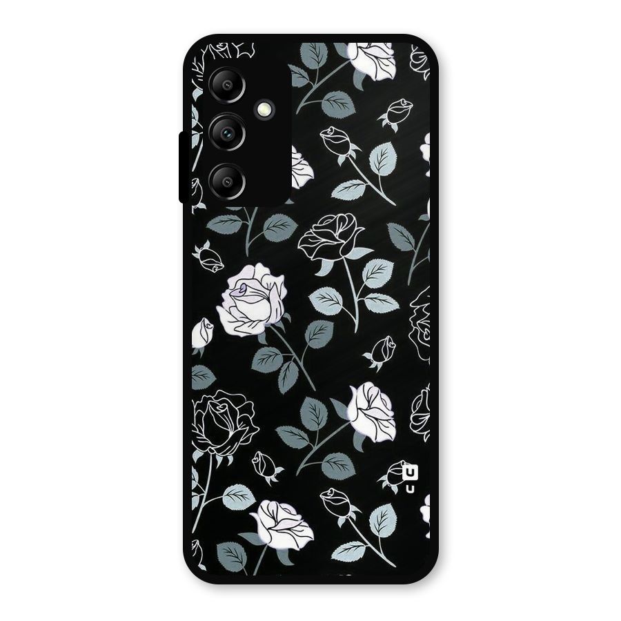 Black Artsy Bloom Metal Back Case for Galaxy A14 5G