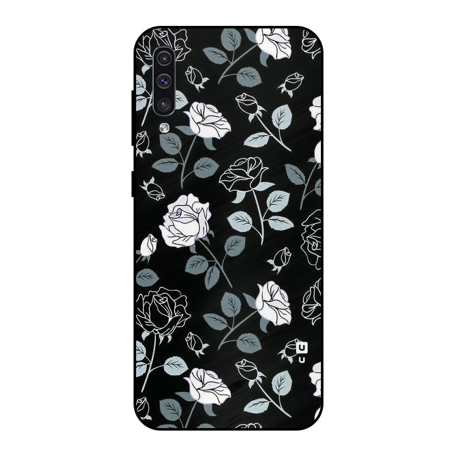 Black Artsy Bloom Metal Back Case for Galaxy A30s