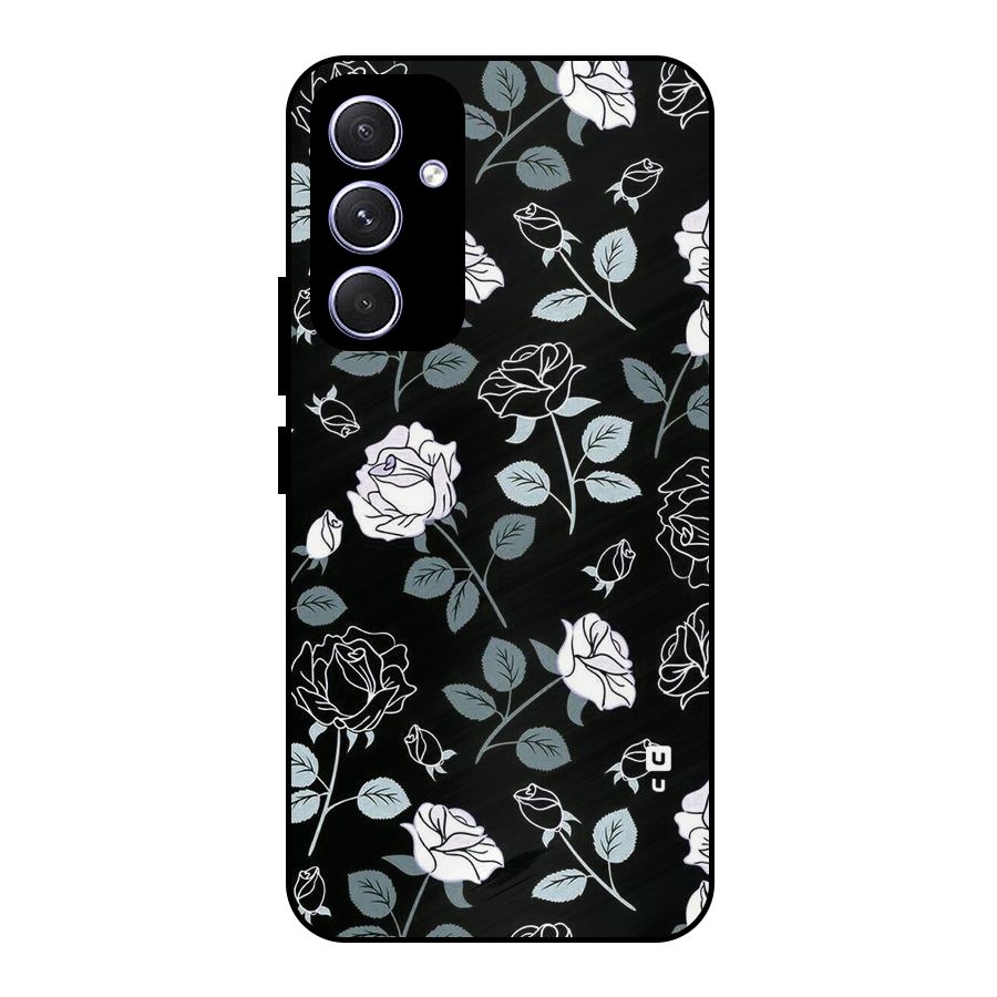 Black Artsy Bloom Metal Back Case for Galaxy A54