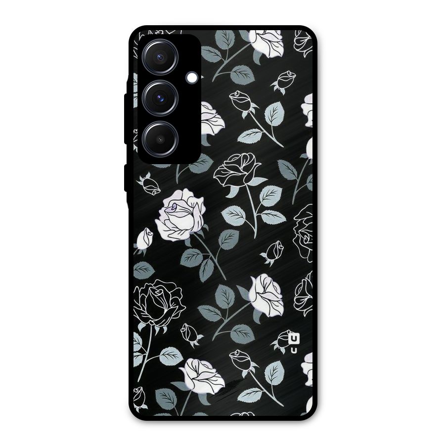 Black Artsy Bloom Metal Back Case for Galaxy A55