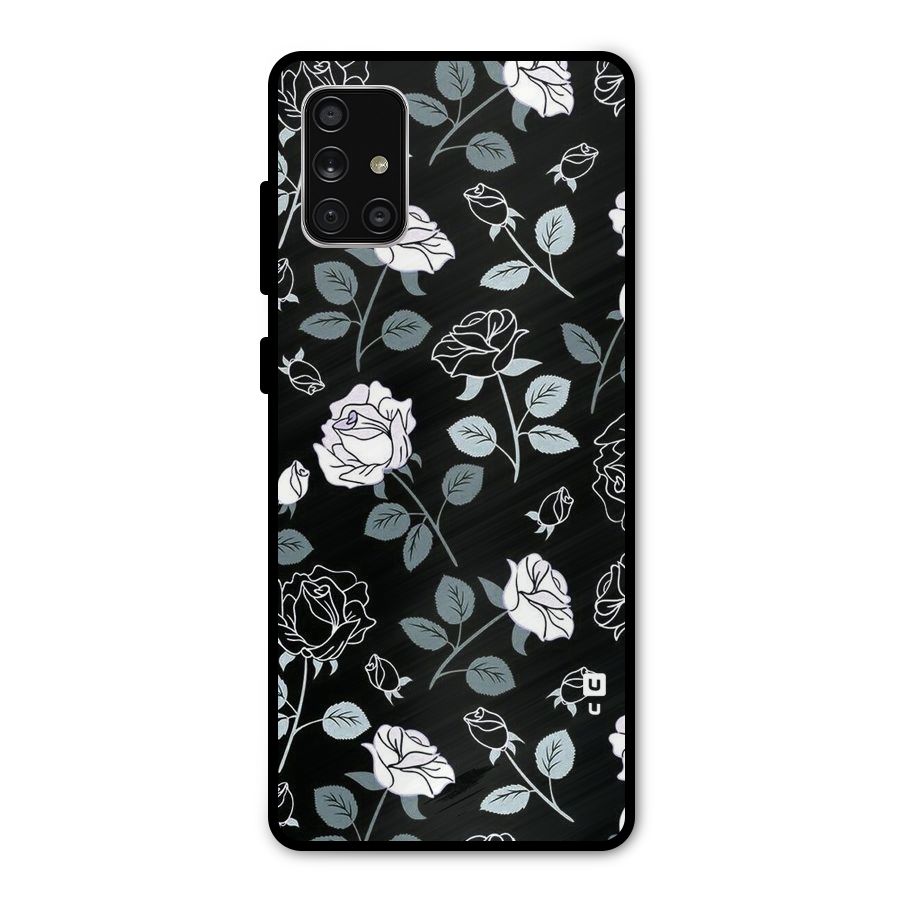 Black Artsy Bloom Metal Back Case for Galaxy A71