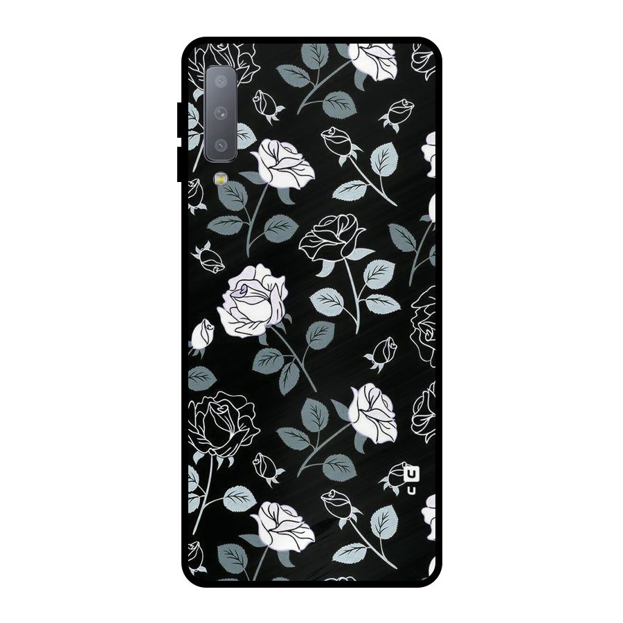 Black Artsy Bloom Metal Back Case for Galaxy A7 (2018)
