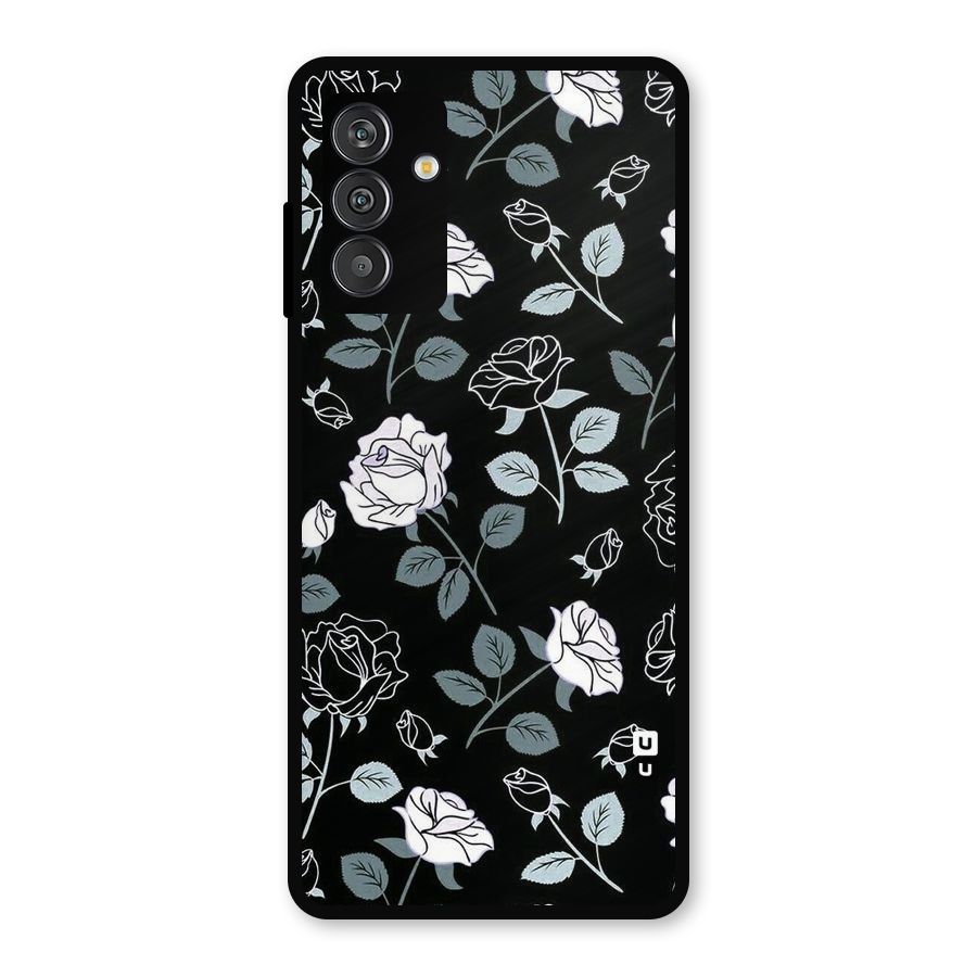 Black Artsy Bloom Metal Back Case for Galaxy F13