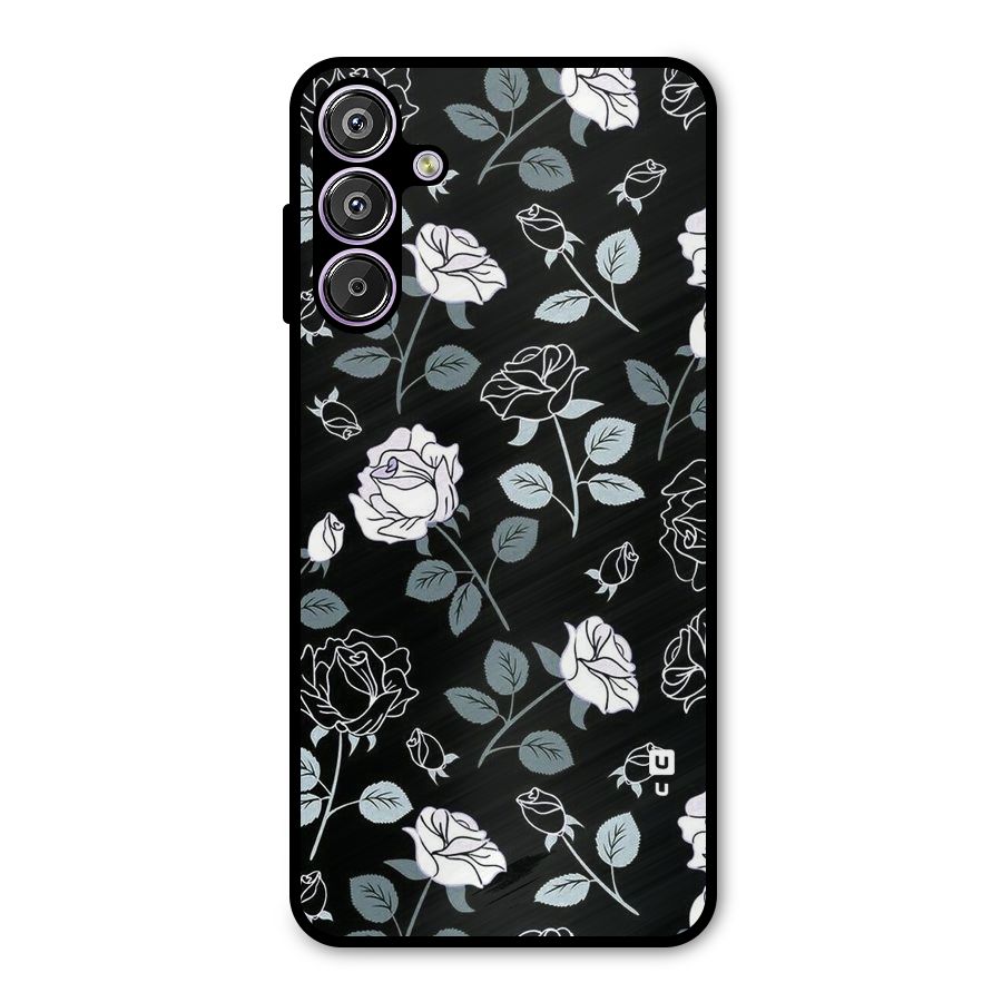 Black Artsy Bloom Metal Back Case for Galaxy F15