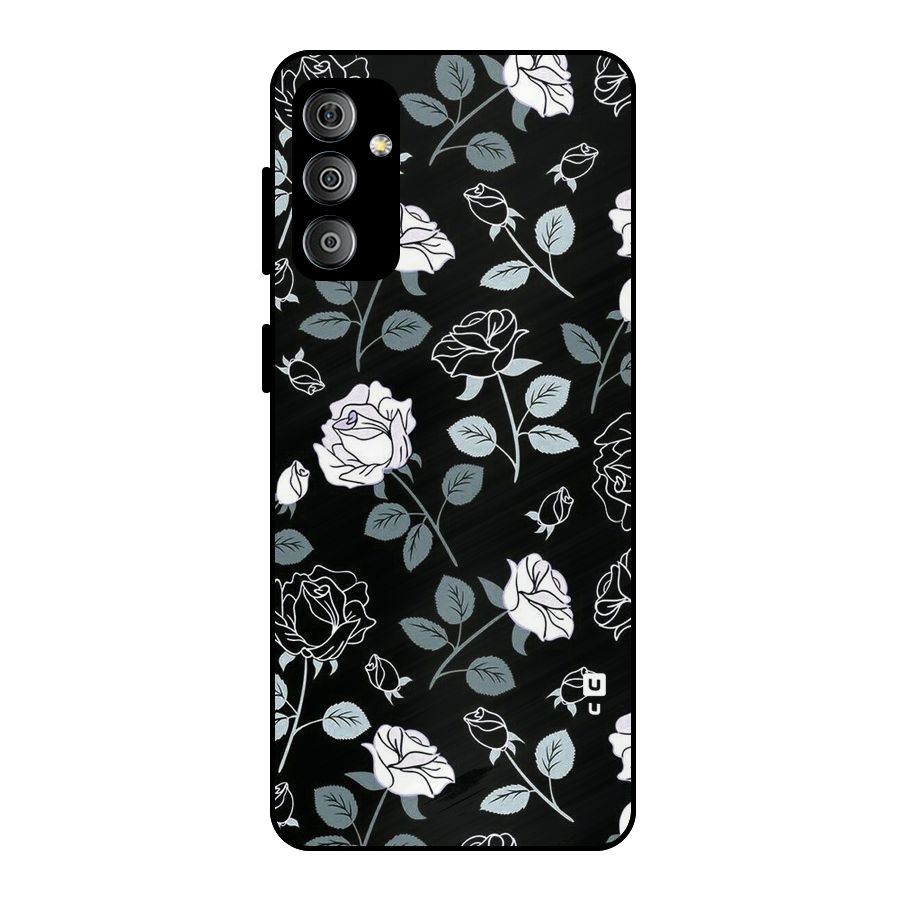 Black Artsy Bloom Metal Back Case for Galaxy F23