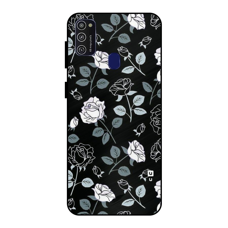 Black Artsy Bloom Metal Back Case for Galaxy M21