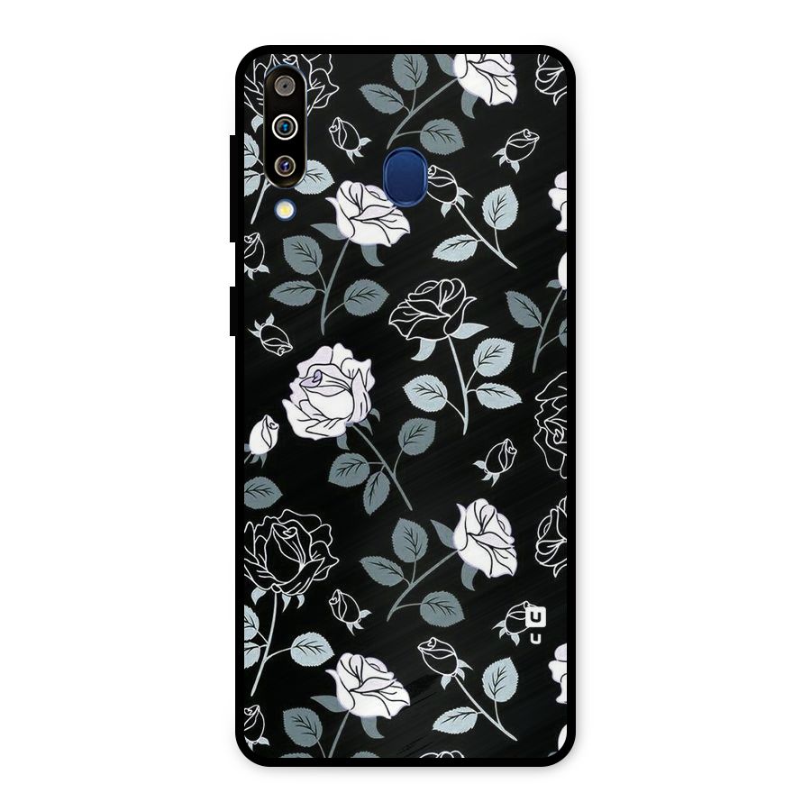 Black Artsy Bloom Metal Back Case for Galaxy M30