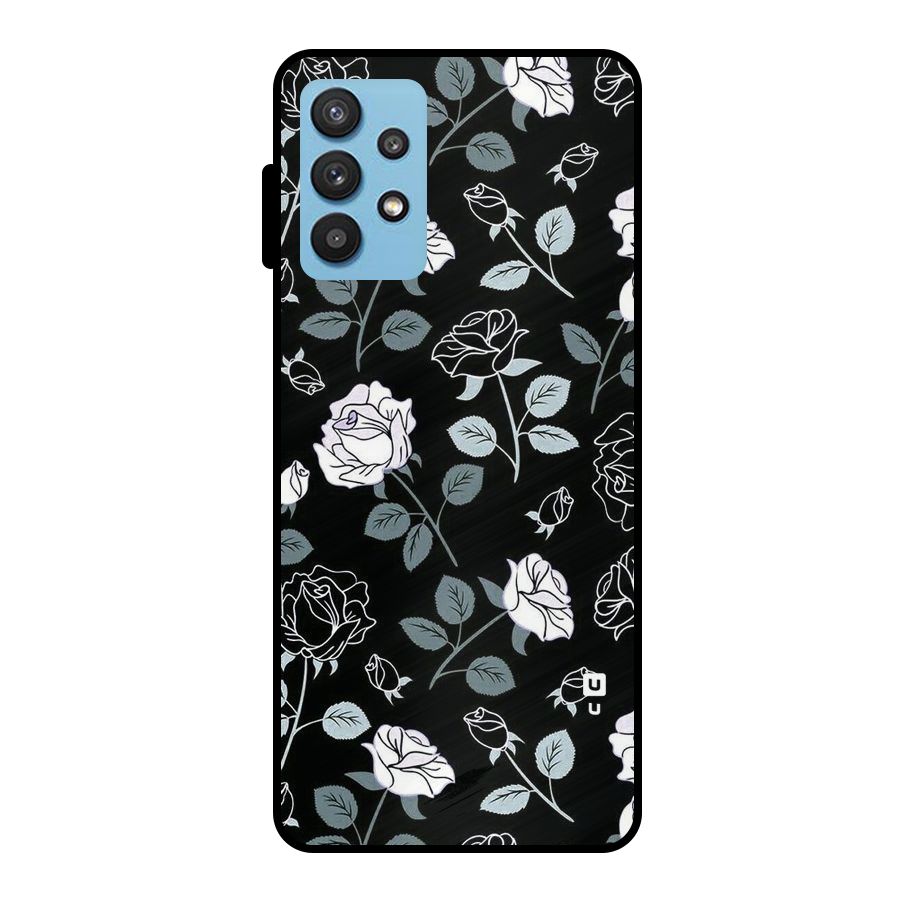Black Artsy Bloom Metal Back Case for Galaxy M32 5G