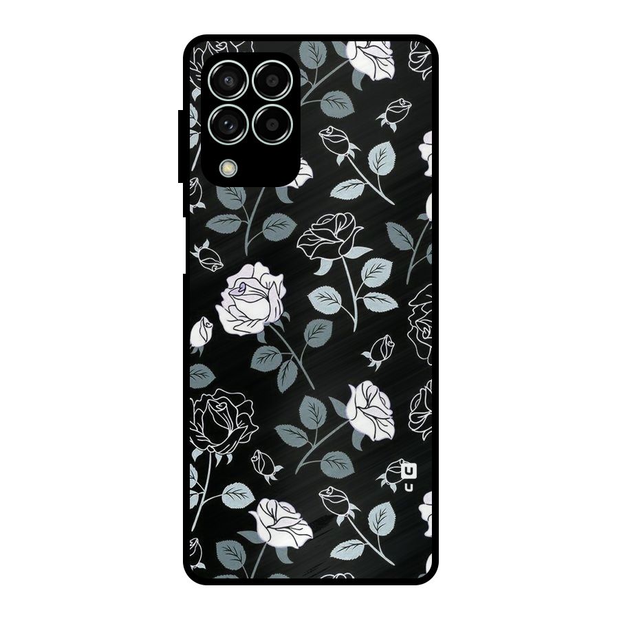 Black Artsy Bloom Metal Back Case for Galaxy M33