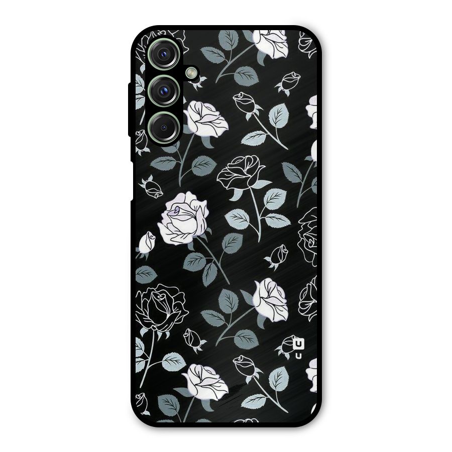 Black Artsy Bloom Metal Back Case for Galaxy M34