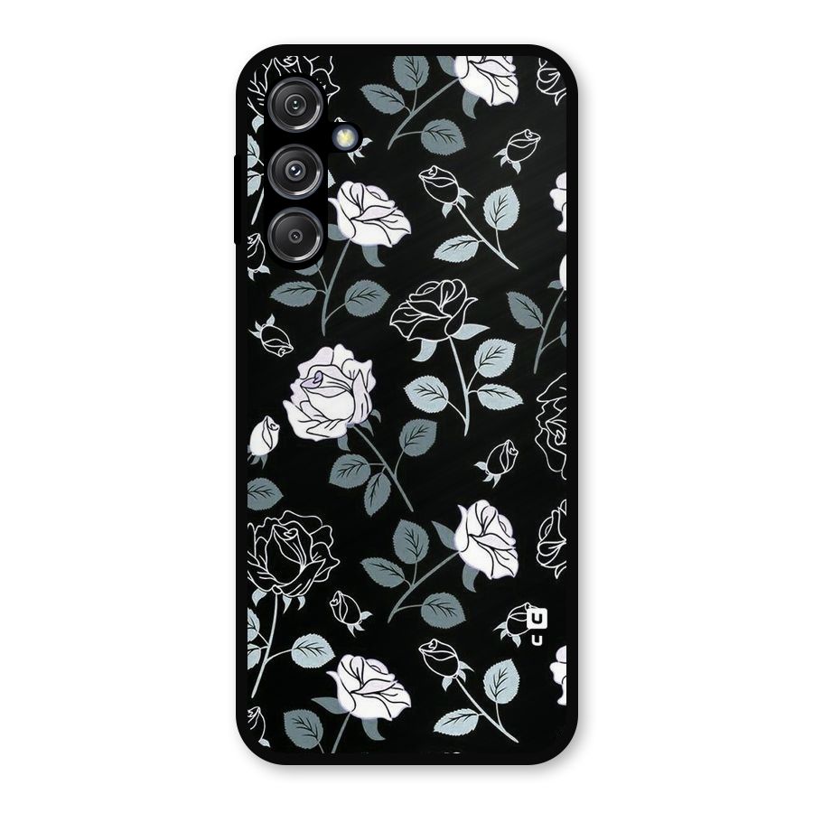 Black Artsy Bloom Metal Back Case for Galaxy M34 5G