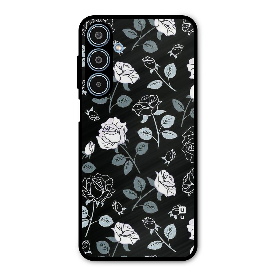 Black Artsy Bloom Metal Back Case for Galaxy M35