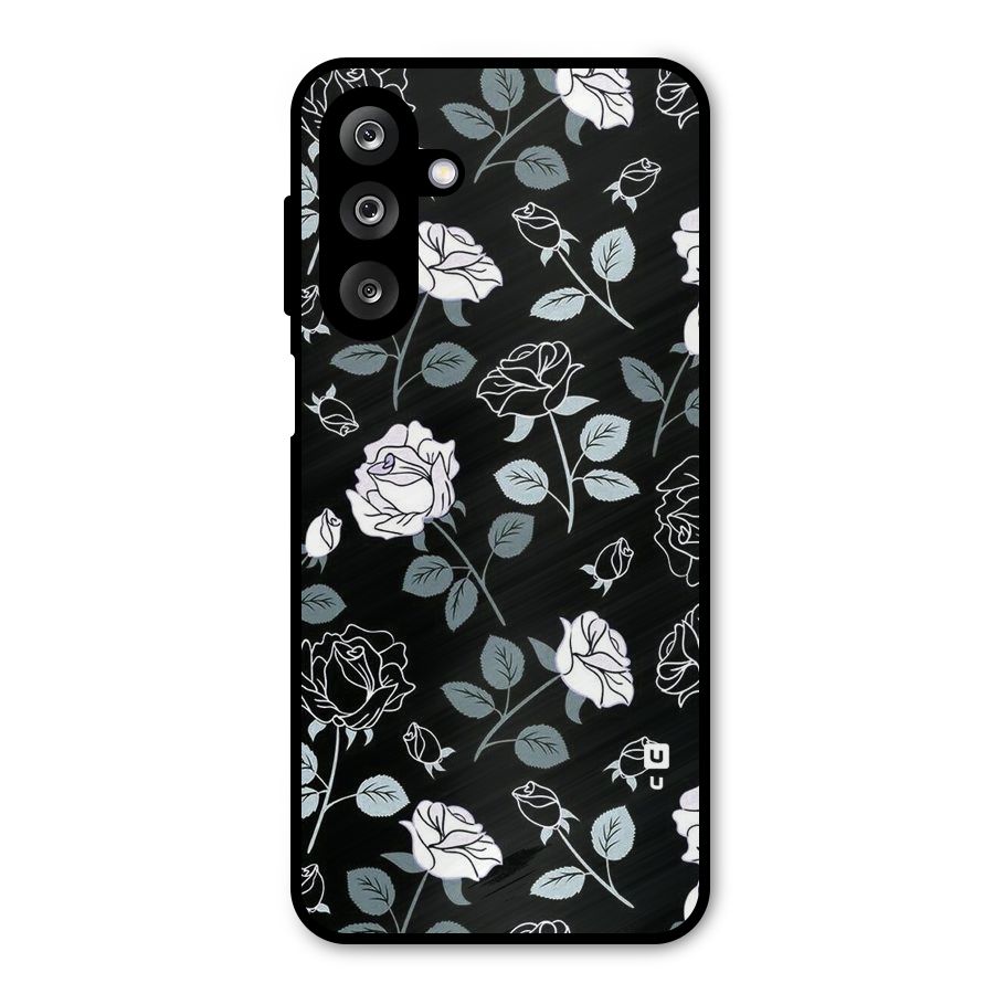Black Artsy Bloom Metal Back Case for Galaxy M36