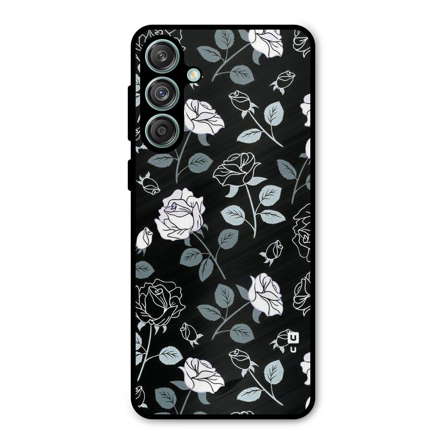 Black Artsy Bloom Metal Back Case for Galaxy M55 5G