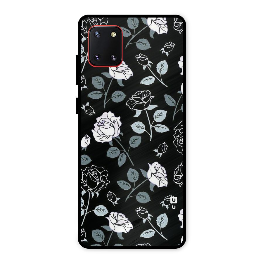 Black Artsy Bloom Metal Back Case for Galaxy Note 10 Lite
