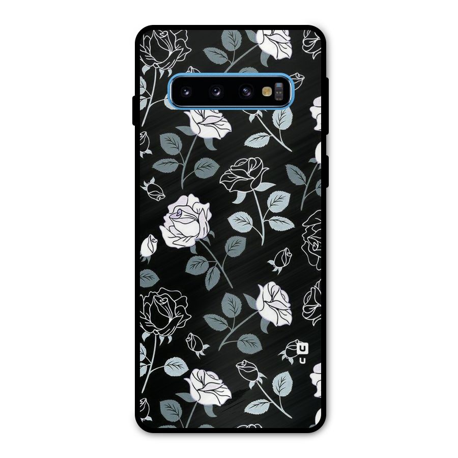 Black Artsy Bloom Metal Back Case for Galaxy S10