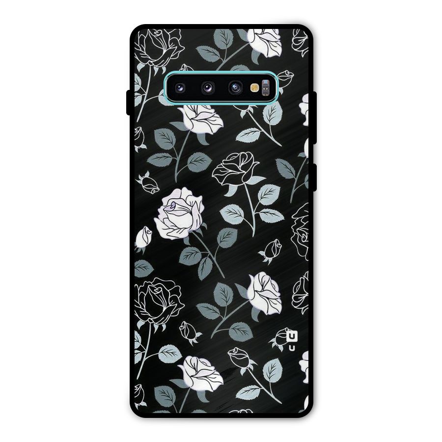 Black Artsy Bloom Metal Back Case for Galaxy S10 Plus