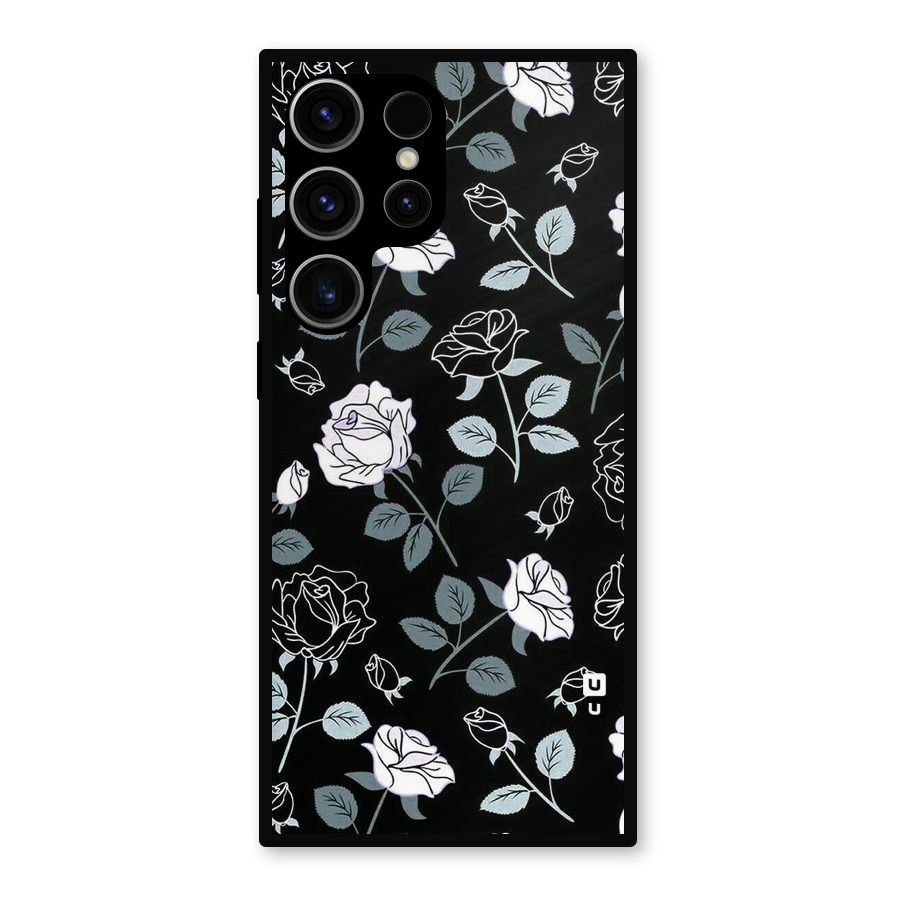 Black Artsy Bloom Metal Back Case for Galaxy S23 Ultra