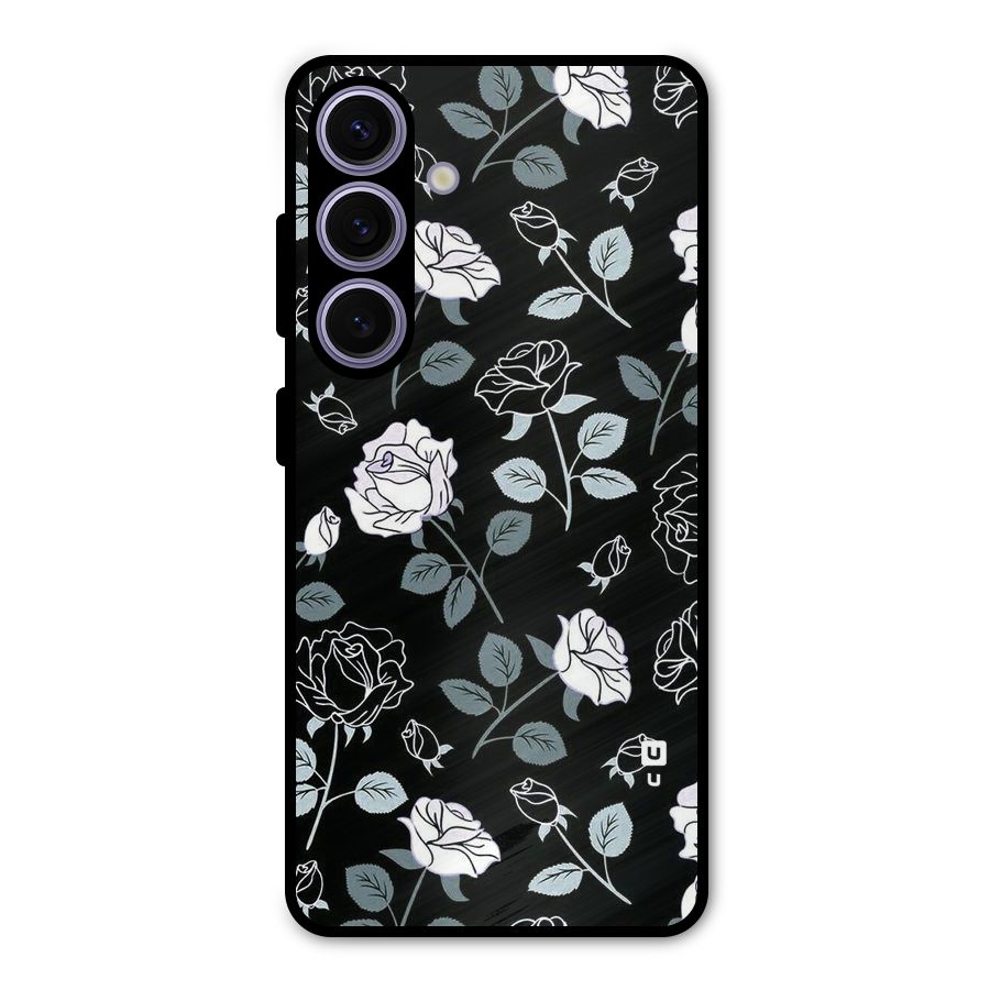 Black Artsy Bloom Metal Back Case for Galaxy S24