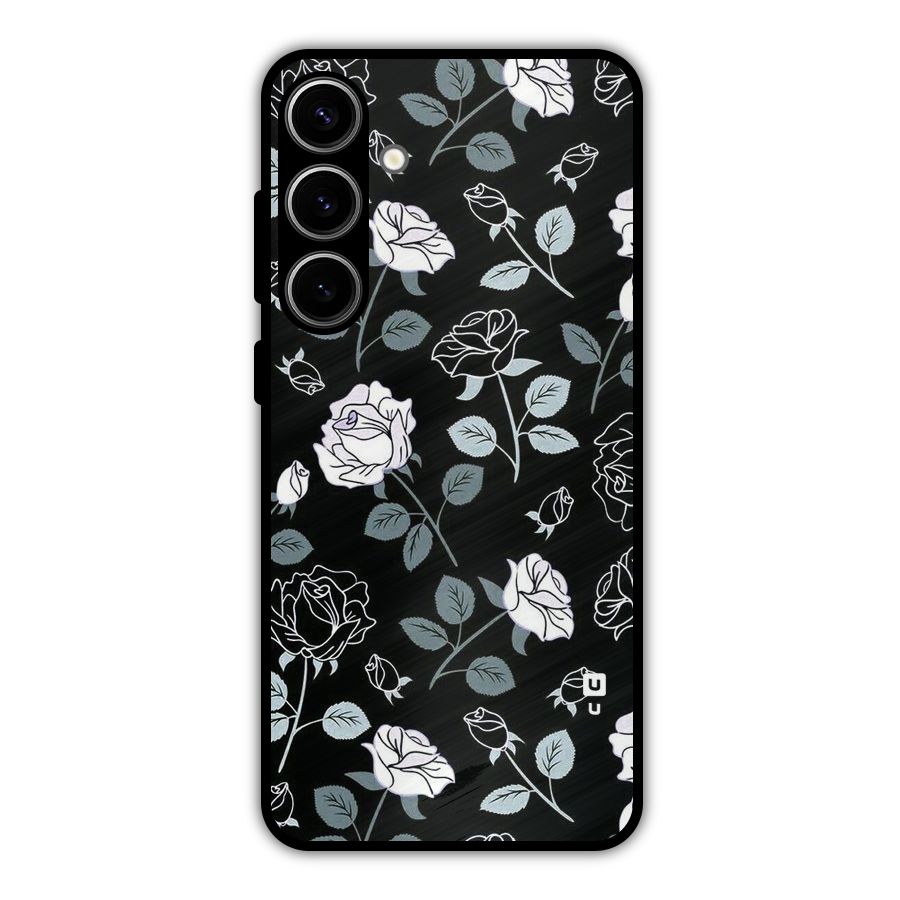Black Artsy Bloom Metal Back Case for Galaxy S24 Plus
