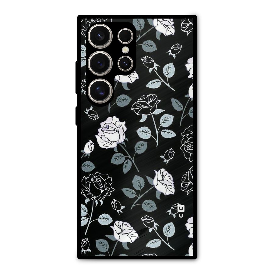 Black Artsy Bloom Metal Back Case for Galaxy S24 Ultra
