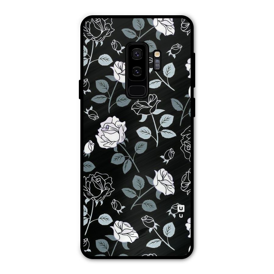 Black Artsy Bloom Metal Back Case for Galaxy S9 Plus