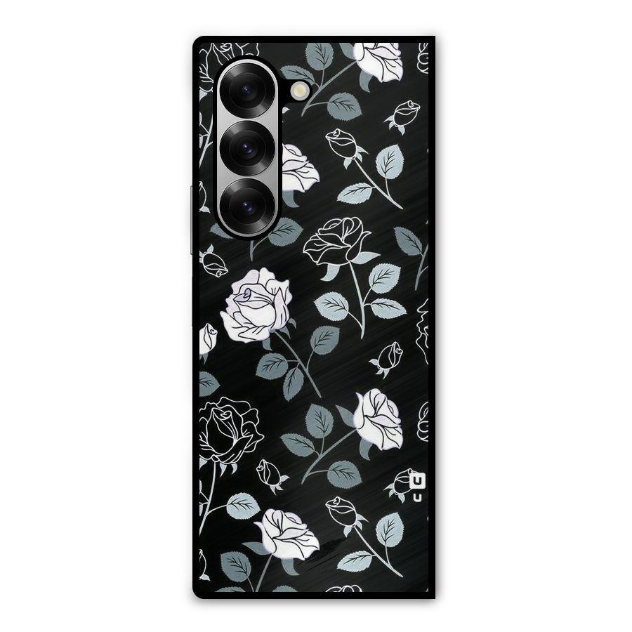 Black Artsy Bloom Metal Back Case for Galaxy Z Fold6