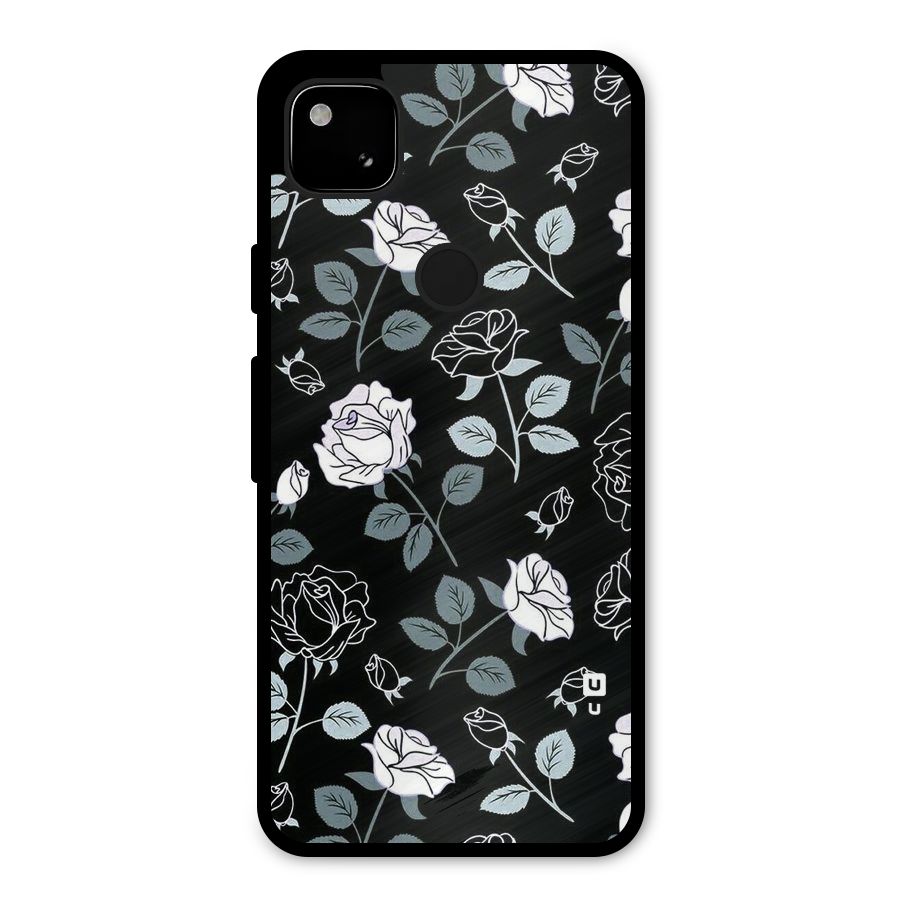 Black Artsy Bloom Metal Back Case for Google Pixel 4a