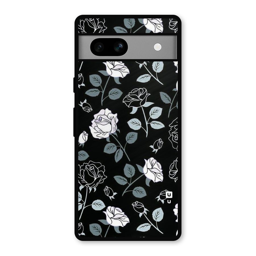 Black Artsy Bloom Metal Back Case for Google Pixel 7a