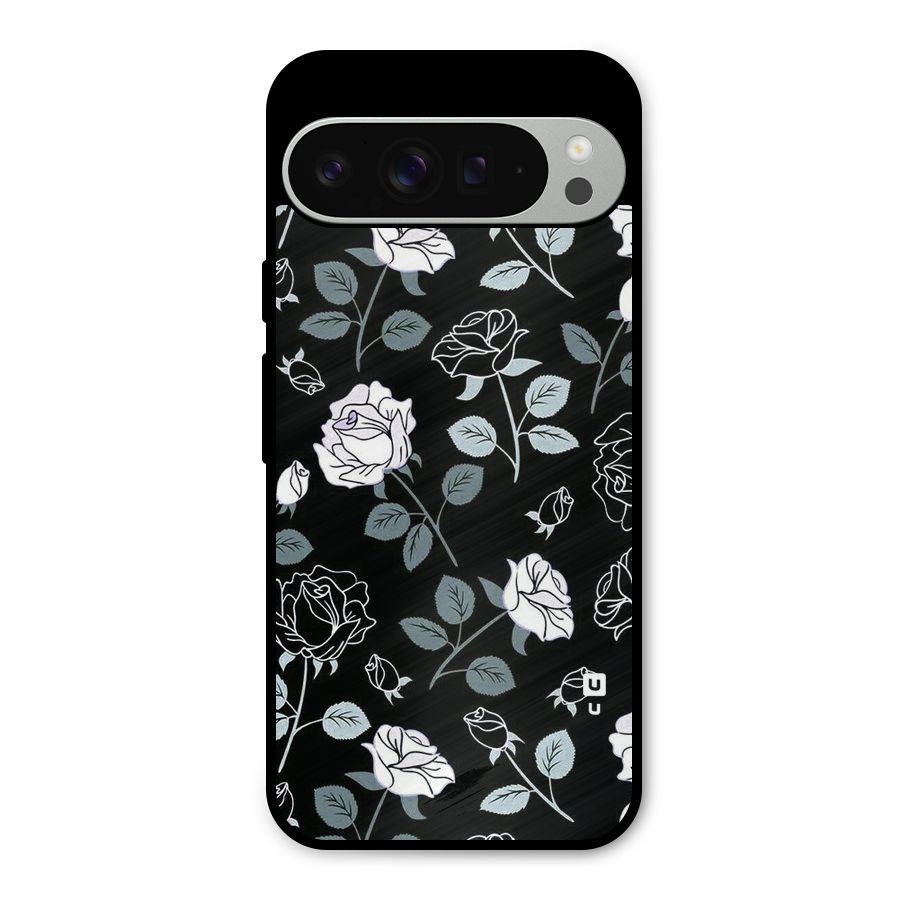 Black Artsy Bloom Metal Back Case for Google Pixel 9 Pro XL