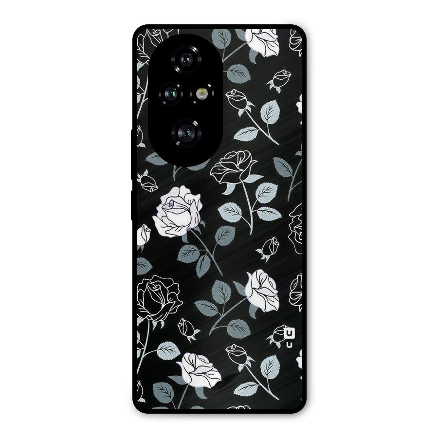 Black Artsy Bloom Metal Back Case for Honor 200 Pro