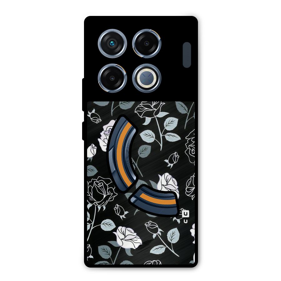 Black Artsy Bloom Metal Back Case for Infinix GT 20 Pro