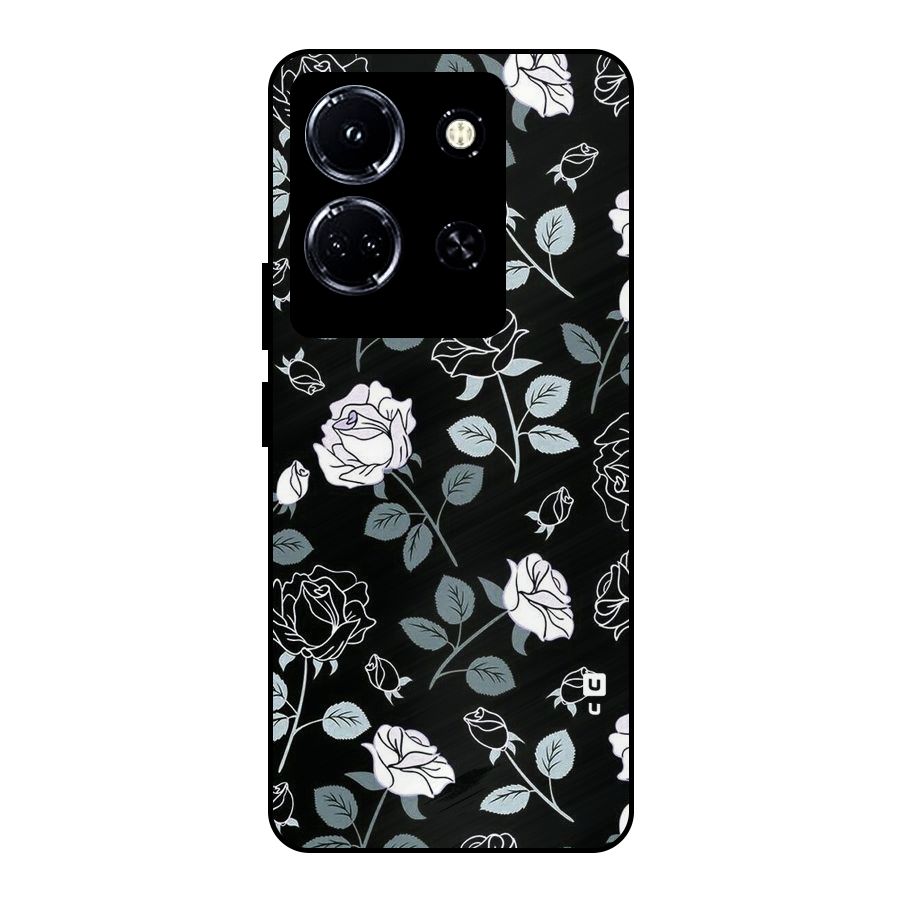Black Artsy Bloom Metal Back Case for Infinix Note 30 5G