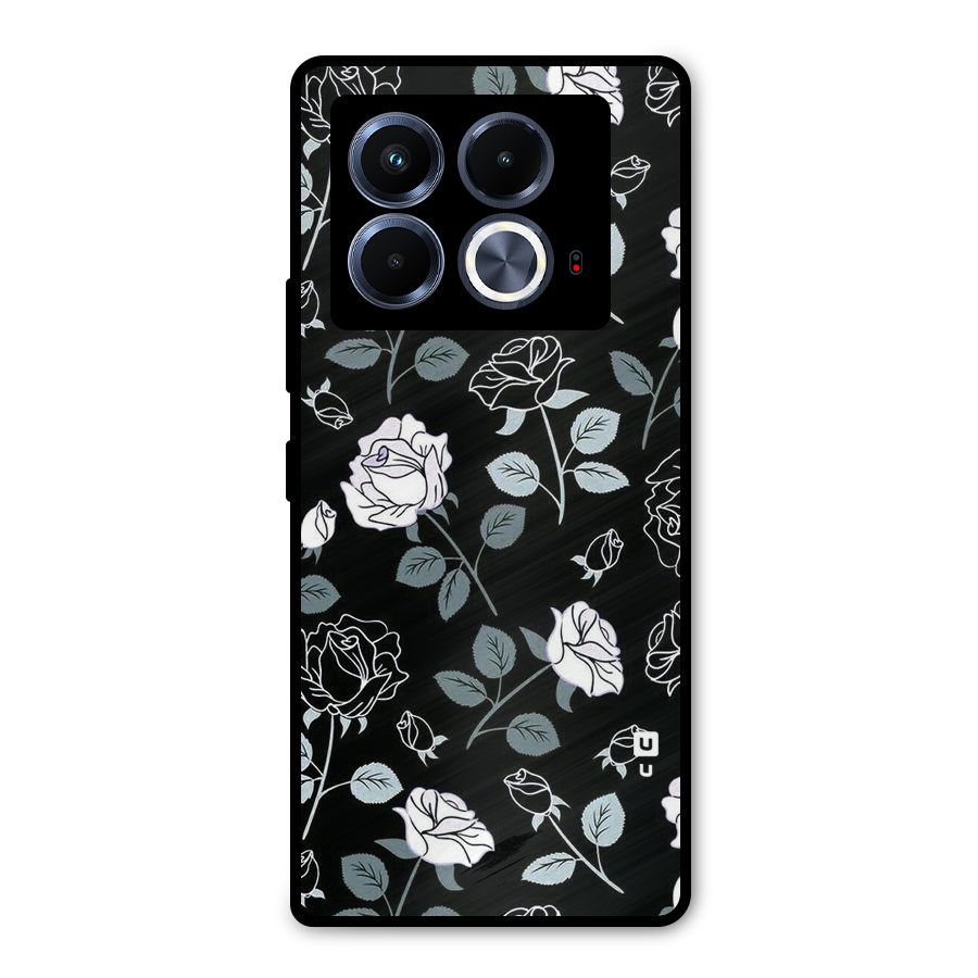 Black Artsy Bloom Metal Back Case for Infinix Note 40 5G