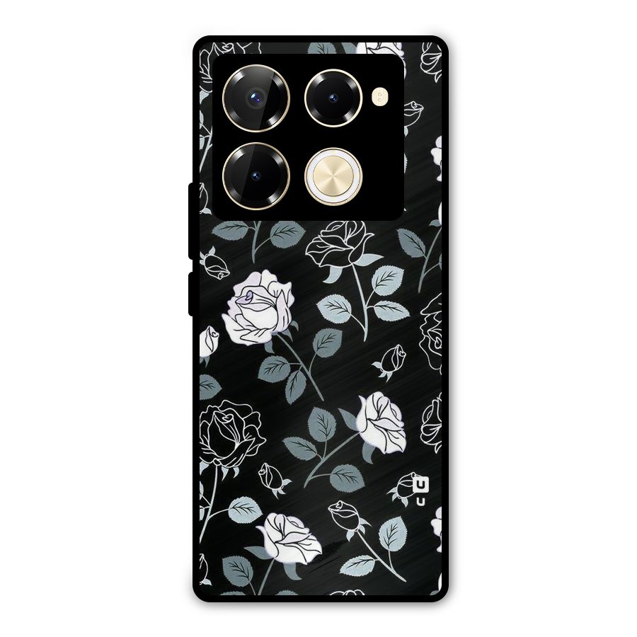 Black Artsy Bloom Metal Back Case for Infinix Note 40 Pro