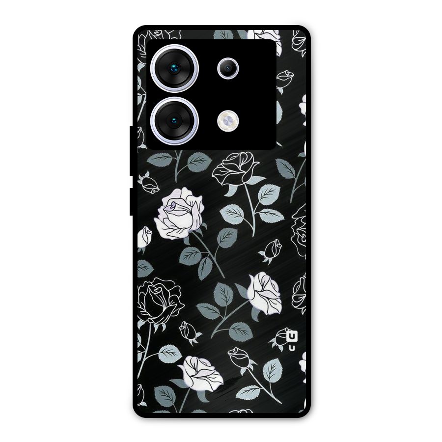 Black Artsy Bloom Metal Back Case for Infinix Zero 30 5G
