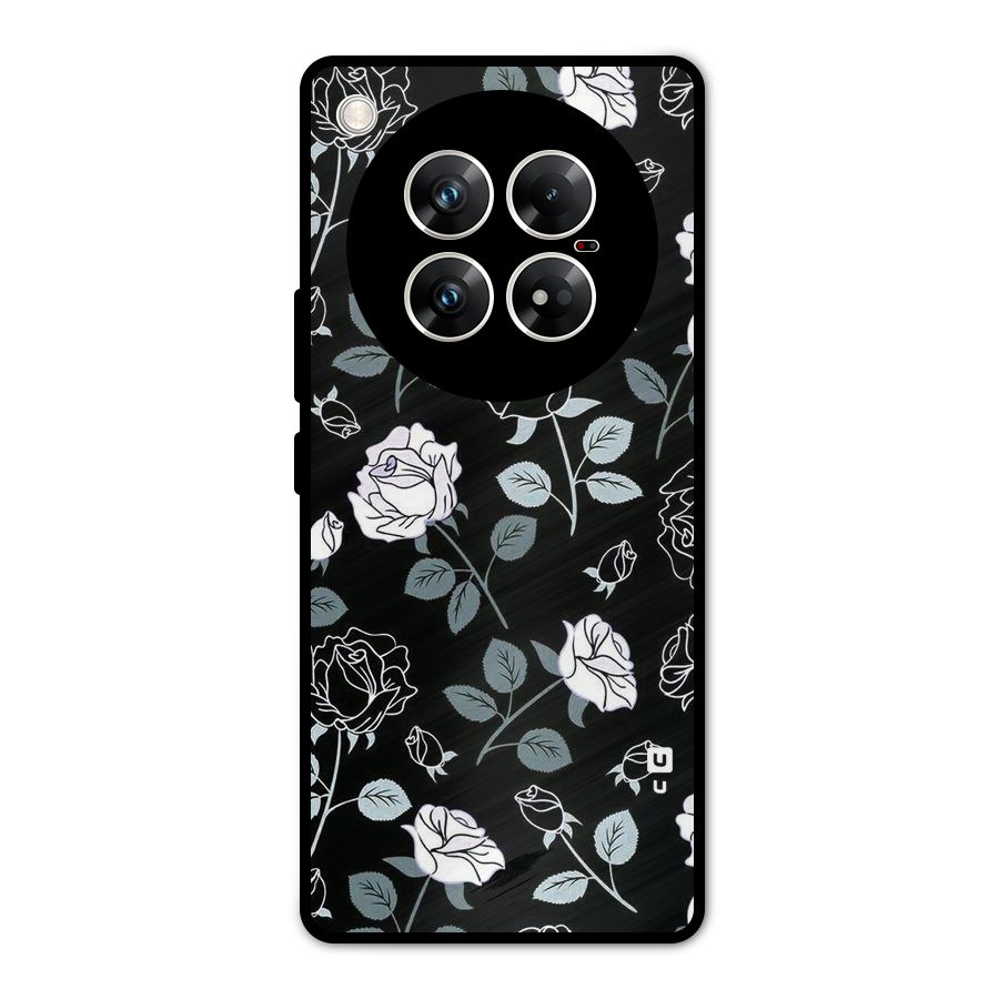 Black Artsy Bloom Metal Back Case for Infinix Zero 40 5G