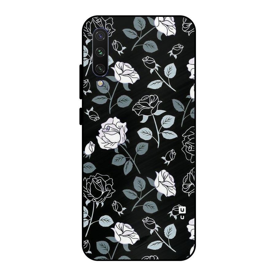 Black Artsy Bloom Metal Back Case for Mi A3