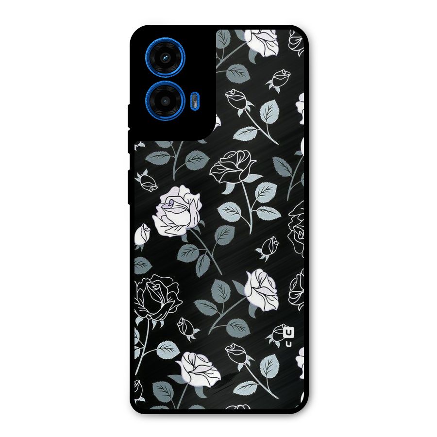 Black Artsy Bloom Metal Back Case for Moto G45