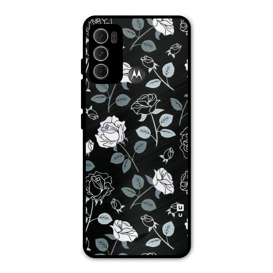 Black Artsy Bloom Metal Back Case for Moto G60