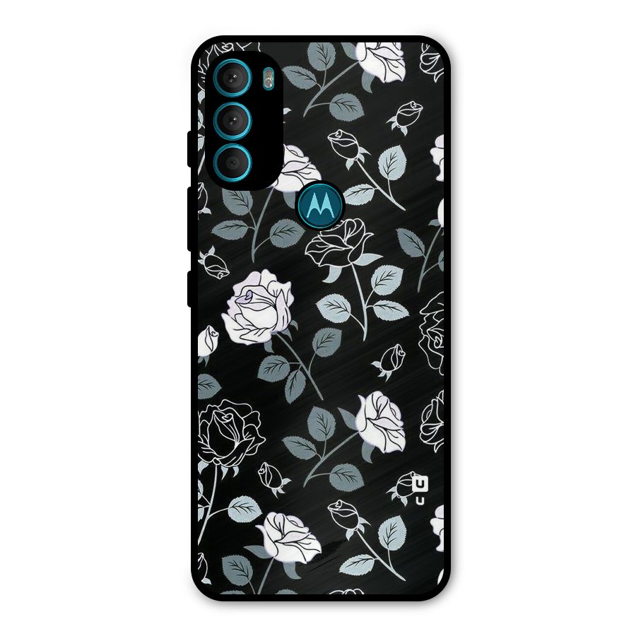 Black Artsy Bloom Metal Back Case for Moto G71 5G