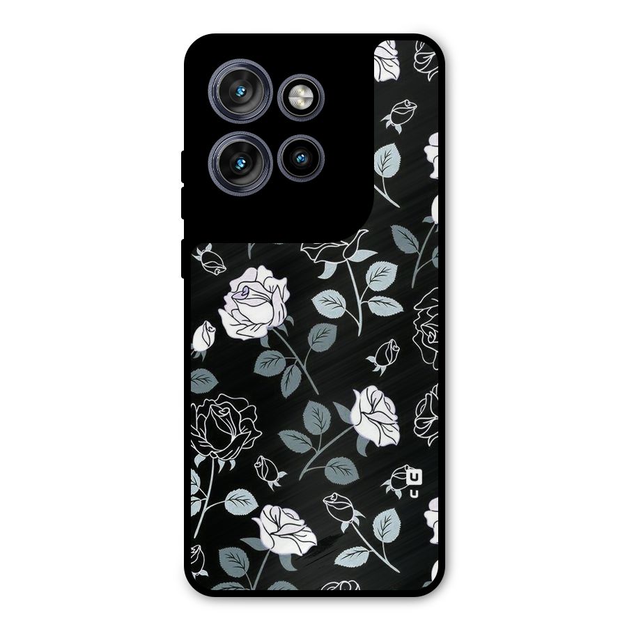 Black Artsy Bloom Metal Back Case for Motorola Edge 50 Neo