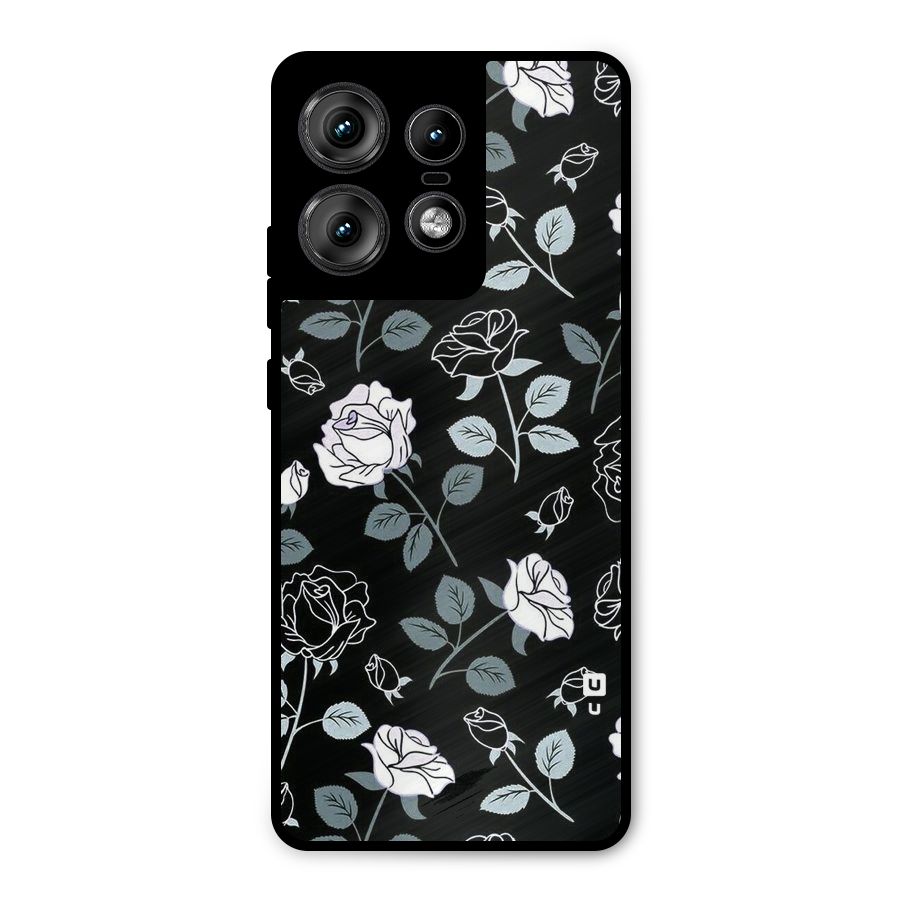 Black Artsy Bloom Metal Back Case for Motorola Edge 50 Pro