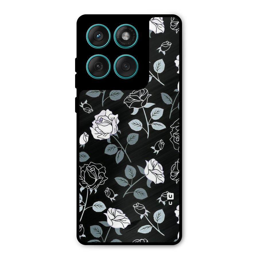 Black Artsy Bloom Metal Back Case for Motorola Edge 60