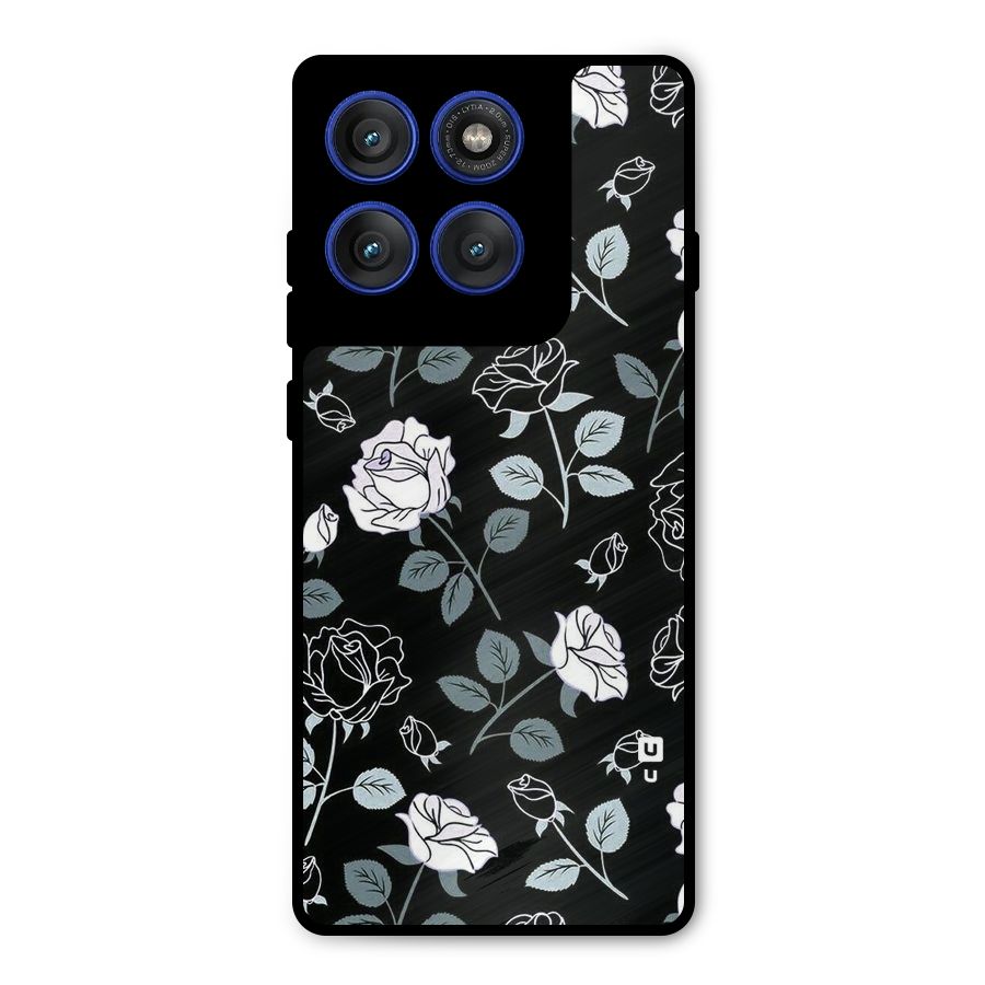 Black Artsy Bloom Metal Back Case for Motorola Edge 60 Pro