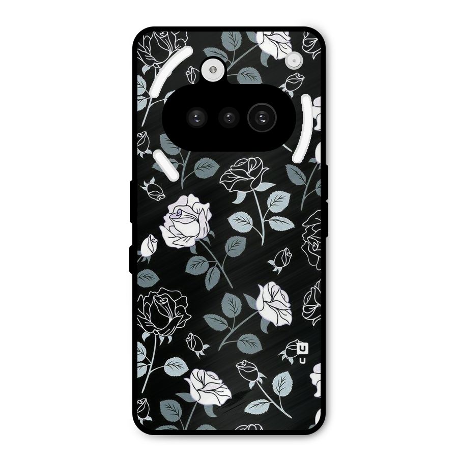 Black Artsy Bloom Metal Back Case for Nothing Phone 3a
